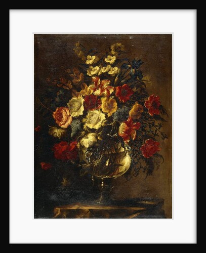 Flowers in a Glass Vase on a Rock by Juan de Arellano