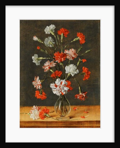 Carnations in a glass Vase on a stone Table, 1639 by Phillipe de Marlier