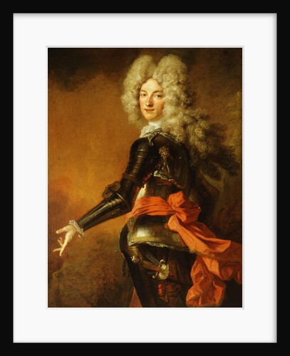 Portrait of Maximilien-Philippe de Recourt de Lens et de Licques, Count de Ruppelmonde, standing three-quarter length, in ceremonial Armour by Nicolas de Largilliere