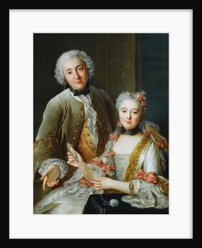 Portrait of Francois de Jullienne standing beside his Wife, seated, c.1743 by Antoine Coypel
