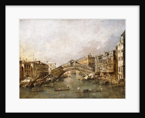 The Rialto Bridge, Venice, with Gondolas in the foreground by Francesco Guardi