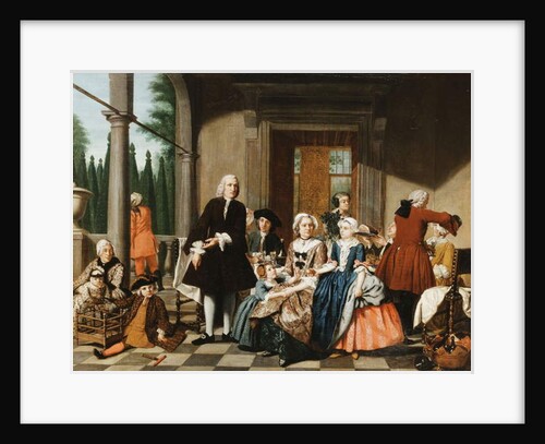 Portrait of a Family dining on a Portico, a formal Garden beyond, 1747 by Jan Josef the Younger Horemans