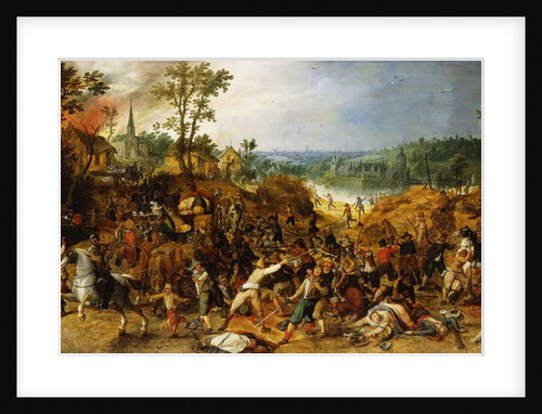 A Landscape with Marauders attacking a Wagon Train and Pillaging a Village by Sebastian Vrancx