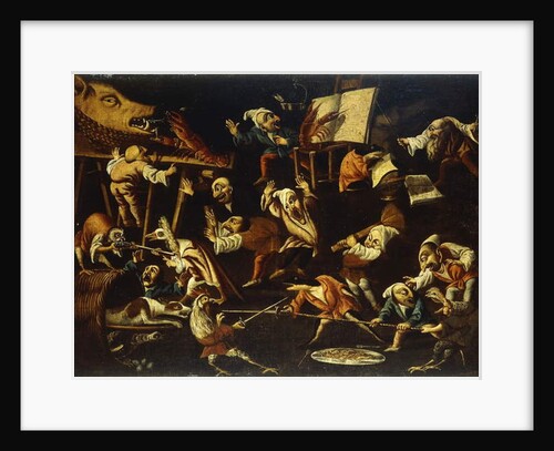 Imaginary Animals and Dwarfs Fighting, Drinking and Carousing by Faustino Bocchi or Boccasi