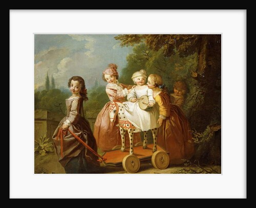 A Young Boy on a Hobbyhorse, with other Children Playing in a Garden by Philippe Mercier