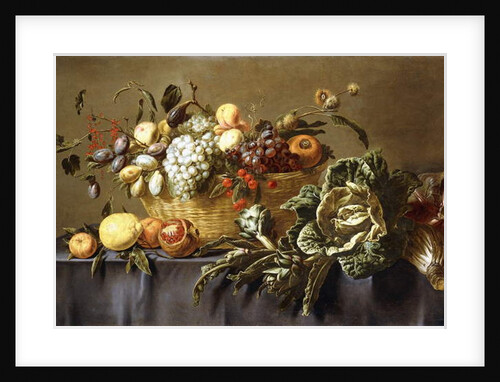 A Basket of Fruit on a Draped Table, c.1635 by Adriaen van Utrecht