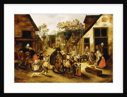 A Blind Hurdy-Gurdy Player surrounded by Children in a Village, c.1610 by Pieter the Younger Brueghel