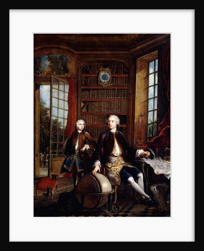 Portrait of the Artist's Son with his Teacher, said to be the Artist Jean Baptiste de Courtonne the Younger, in a Library by Jacques de Lajoue