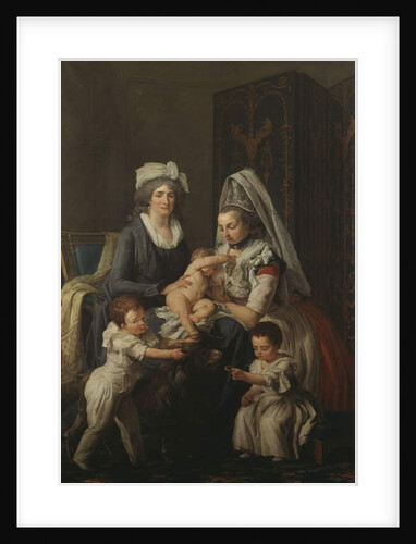 Portrait of a Lady, in an interior with her nurse and three children by Anicet-Charles Lemonnier