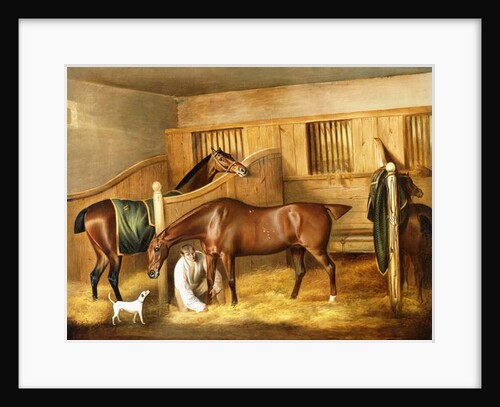 Hunters in a Stable with a Groom, 1809 by Thomas Weaver