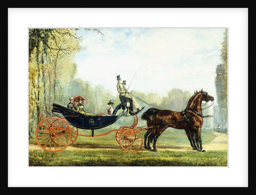 A Horse-Drawn Carriage in a Park with a Hunt Beyond by S. Normand