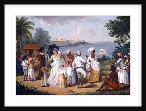 A Negro's Dance in the Island of Dominica, Fort Young beyond by Agostino Brunias