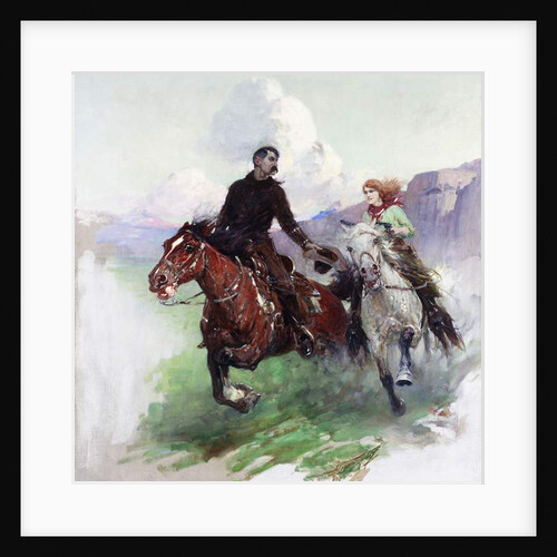 Riding Hard with Two Shooters, 1919 by Frank Tenney Johnson