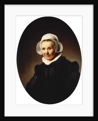 Portrait of a Lady, aged 62, perhaps Aeltje Pietersdr. Uylenburgh, wife of Johannes Cornelisz. Sylvius, half length in black costume., 1632 by Rembrandt Harmensz. van Rijn