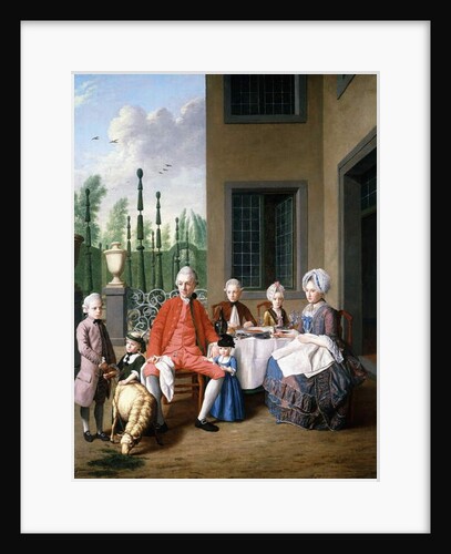 Group Portrait of the van den Bosch Family, dining by a House, a Topiary Garden Beyond, 1777 by Jan Josef the Younger Horemans