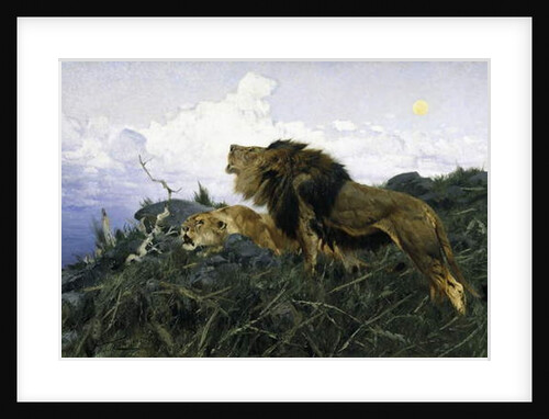 Lions at Dusk by Wilhelm Kuhnert
