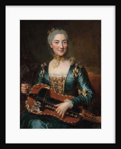 Portrait of a lady playing a hurdy-gurdy by Donat (attr. to) Nonotte