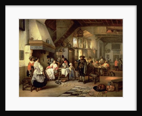 Interior of a tavern with a blind fiddler, 1844 by Jan August Hendrik Baron Leys