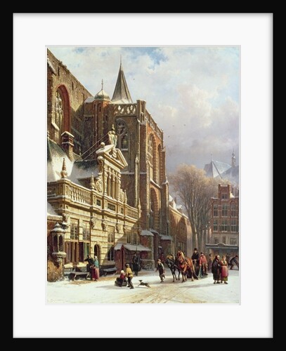 View of the Hoofdwacht and the Grote Kerk, Zwolle by Cornelius Springer