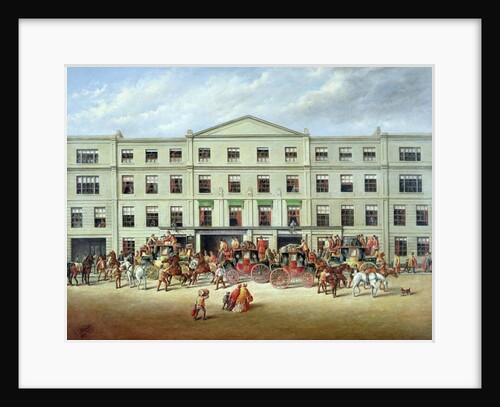 Changing Horses outside the Plough Inn, Cheltenham, 1870 by J.C. Maggs