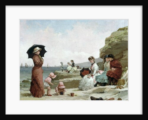 Seascape, Figures on the Beach, c.1870 by V. Chavigny