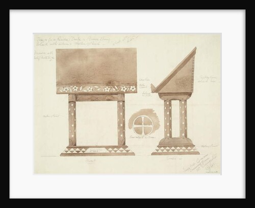 Design for Reading Desk in Brown Ebony, inlaid with Silver and Mother of Pearl, c.1905-15 by Ernest William Gimson