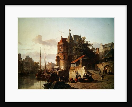 Dutch Scene: Fortified Buildings on the Banks of a Canal by Cornelius Springer