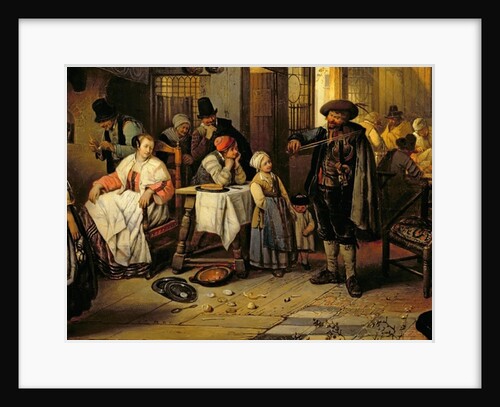 Interior of a tavern with a blind fiddler, 1844 by Jan August Hendrik Baron Leys