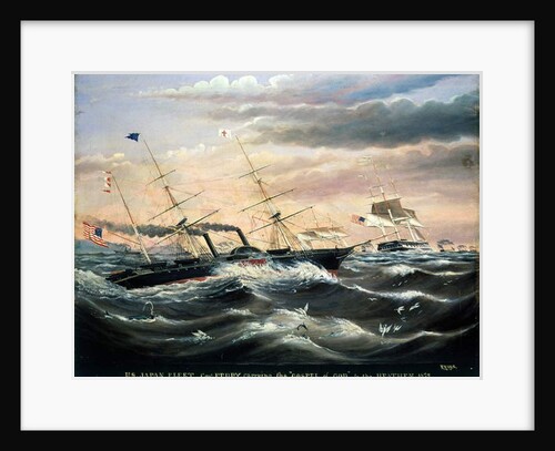 US Japan Fleet, Commodore Perry carrying 'The Gospel of God to the Heathen, 1853 by James Guy Evans
