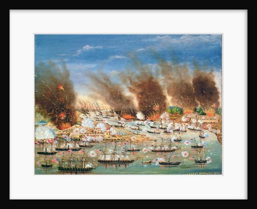 Farragut's fleet passing Fort Jackson and Fort St. Philip, 1862 by J. Joffray