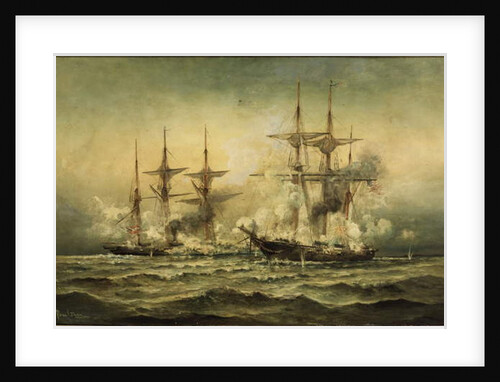 Kearsarge and Alabama off Cherbourg Harbour in France, June 19th, 1864, c.1870 by Christian Poulsen