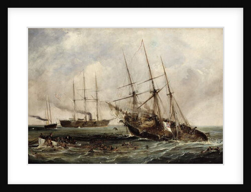 Destruction of the Confederate Steamer Alabama by the US Ironclad Kearsarge, June 19th, 1864 by Edwin Hayes