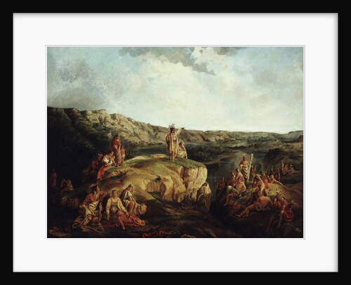 Western landscape with Indians, 1852 by Leon Pomarede