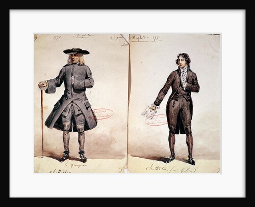 Costume design for the first production of 'Chatterton' by Alfred de Vigny: the Quaker and Geffroy as Chatterton, 1835 by French School