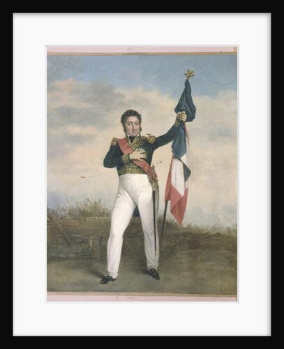 Louis-Philippe bearing the tricolore flag on the barricades during Revolution of 1830 by French School