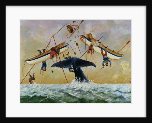 Whale knocking fishermen out of the water by French School
