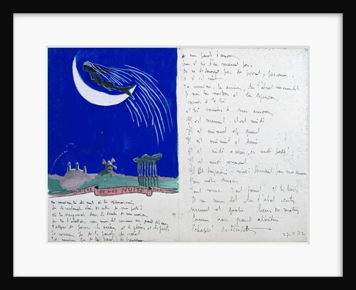 Light of my Nights, illustrated handwritten poem, 27th November 1932 by Robert Desnos