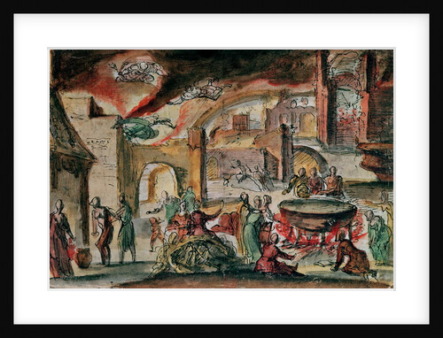 Witchcraft scene, probably a stage set, 2nd half of 17th century by French School