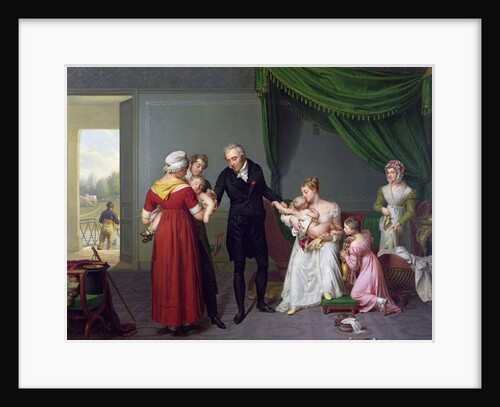 Baron Jean Louis Alibert performing the vaccination against smallpox in the Chateau of Liancourt, c. 1820 by Constant Joseph Desbordes