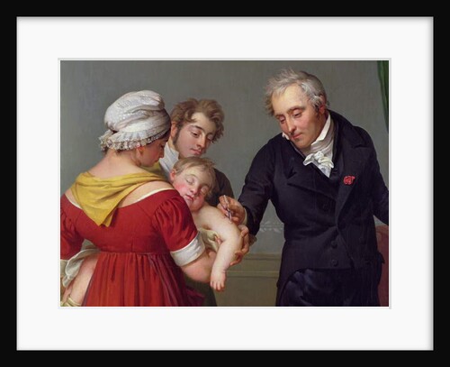 Baron Jean Louis Alibert performing the vaccination against smallpox in the Chateau of Liancourt, c. 1820 by Constant Joseph Desbordes
