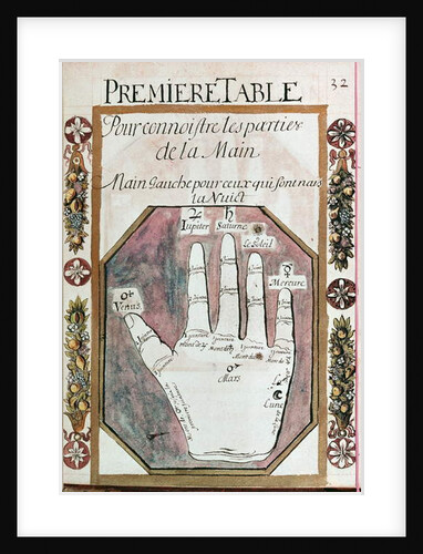 Parts of the left hand for those who are born during the night by French School