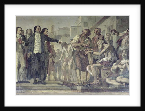 Philippe Pinel releasing lunatics from their chains at the Bicetre asylum in Paris in 1793, c.1840-50 by Charles Louis Lucien Muller