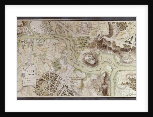 A Map inspired by 'Candide' by Francois Voltaire for a competition organised by the Ecole Nationale des Ponts et Chaussees in Paris, late 18th century by French School