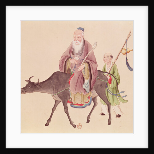Lao-Tzu on his buffalo, followed by a disciple by School Chinese