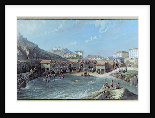 The Beginning of Sea Swimming in the Old Port of Biarritz, 1858 by Jean Jacques Alban de Lesgallery