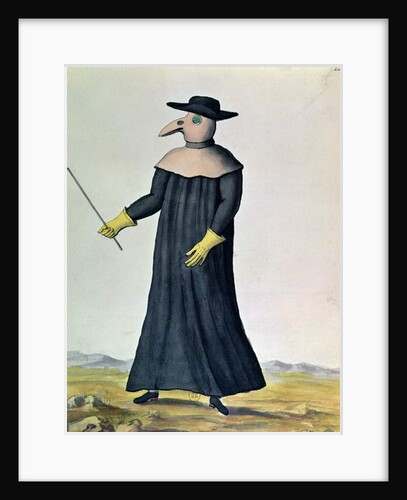 Costume designed to protect doctors from the plague, 1720 by French School