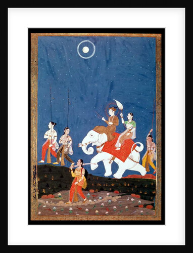 An Indian Prince on a White Elephant, illustration of the musical mode 'Deepak Raga', early 19th century by Deccani School
