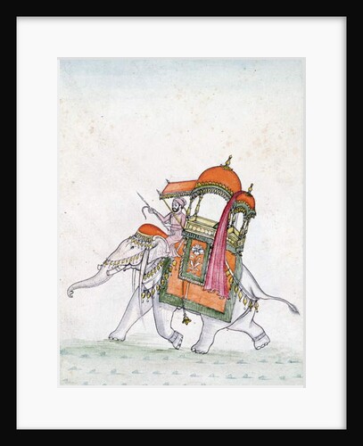 Portrait of a man riding an elephant, early 19th century by Indian School