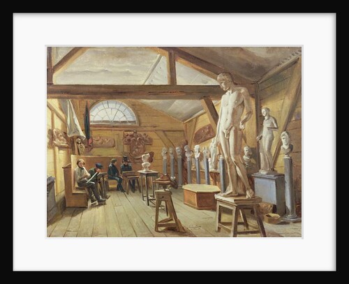 View of a studio in an art school, c.1840 by French School