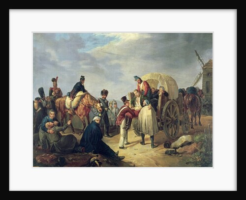 Transporting wounded soldiers during the Napoleonic wars by French School